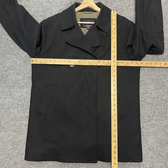 Faconnable Blazer Men's Black Wool Blend Double Breasted Pea Coat M - Picture 8 of 8
